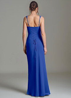 Azazie Niamh Vestidos de damas de honor Vestido de Azul Real de Gasa de Corte Sirena con Corsé image2