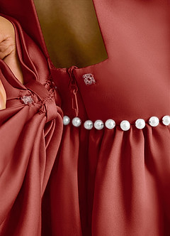 Azazie Daisies Robe Demoiselle D'honneur Fillette Robe Princesse en Mat Satiné Arc Terracotta image8