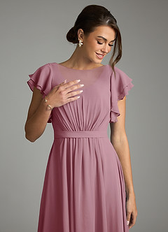 Azazie Daphne Modest Bridesmaid Dresses A-Line Ruffled Chiffon Floor-Length Dress image5