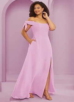 Barbie ♥ Azazie Vestidos de damas de honor Vestido de Rosa Caramelo de Gasa de Corte en A Convertible con Vestidos sin tirantes image12