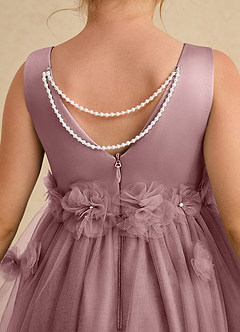 Azazie Lux Flower Girl Dresses Dusty Rose A-Line Beaded Tulle Dress image6