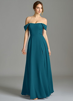 Azazie Oasis Bridesmaid Dresses Ink Blue A-Line with Pockets Chiffon Dress image5