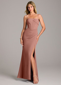Azazie Chantel Bridesmaid Dresses Cedar Rose Sheath Strapless Chiffon Convertible Dress image5