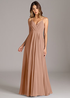 Azazie Amani Suknie dla druhen Linia A Pofałdowany Szyfon Do ziemi Sukienka image4