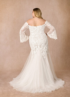 Azazie Arlette Wedding Dresses Diamond White Mermaid Sweetheart Sequins Tulle Dress image10