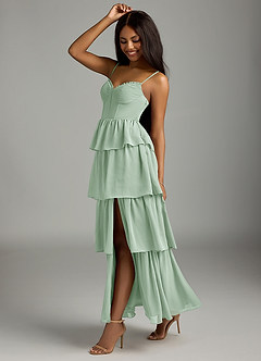 Azazie Kaiden Bridesmaid Dresses Agave A-Line Sweetheart Neckline Chiffon Dress image4