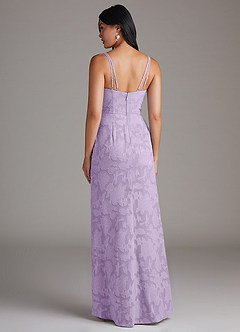 Azazie Leo Bridesmaid Dresses Lilac Sheath Pleated Floral Burnout Dress image2