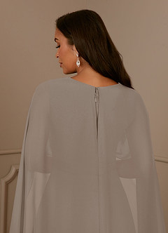 Azazie Isa Mother of the Bride Dresses Taupe A-Line V-Neck Pleated Chiffon Dress image6
