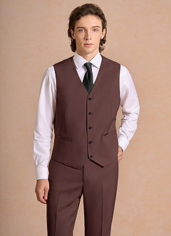 front James Espresso Structured Stretch Suit Vest