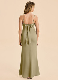 Azazie Mia Junior Meerjungfrau-Linie Plissee Stretch-Satin Kleid Moosgrün image2