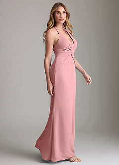 Azazie Valerie Bridesmaid Dresses Dusty Rose Mermaid Pleated Chiffon Dress image4