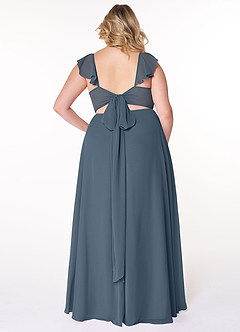 Azazie Everett Bridesmaid Dresses Neptune A-Line V-neck Ruched Chiffon Dress image7