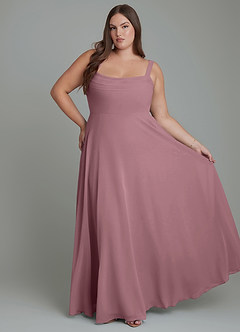 Azazie Shaude Bridesmaid Dresses Amethyst A-Line Pleated Chiffon Dress image6
