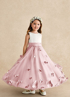 Azazie Vi Flower Girl Dresses Powder Pink A-Line Sleeveless Tulle Dress image8