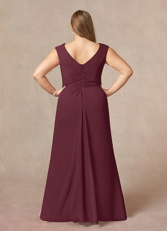Azazie Sally Mother of the Bride Dresses Cabernet A-Line V-Neck Pleated Chiffon Dress image7
