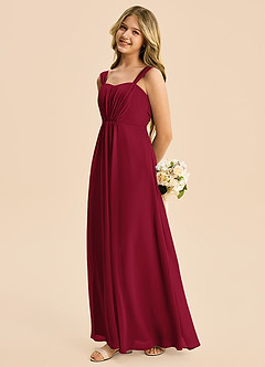 Azazie Elsie Junior Burgundy A-Line Sweetheart Neckline Chiffon Dress image3