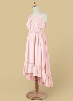 Azazie Karmen Flower Girl Dresses Blushing Pink A-Line Ruched Chiffon Dress image11