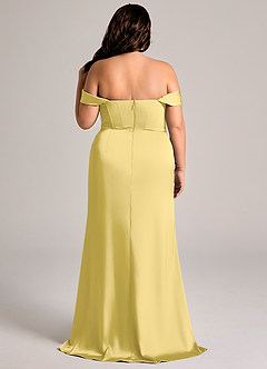Azazie Johana Robes de demoiselle d'honneur Robe Sirène Convertible en Satin extensible Épaule décolletée Canari image9