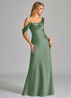 Azazie Celina Brautjungfernkleider Etui Schulterfrei Stretch-Satin Kleid Matcha image5