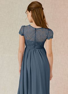 Azazie Delevingne Junior Vestido de Neptuno de Gasa de Corte en A con Encaje image5