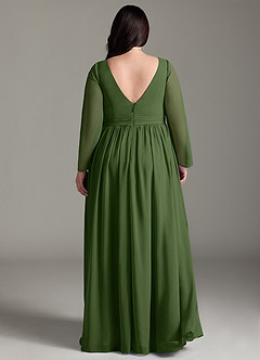 Azazie Teton Maternity Bridesmaid Dresses A-Line Long Sleeve Chiffon Floor-Length Dress image8