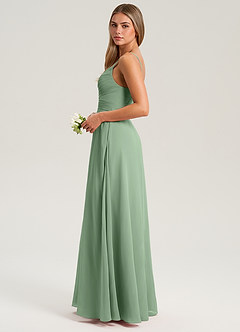 Azazie Terese Robes de demoiselle d'honneur Robe Trapèze en Mousseline de soie Plissée Matcha image4