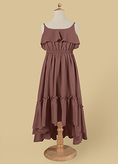 Azazie Karmen Flower Girl Dresses Espresso A-Line Ruched Chiffon Dress image6