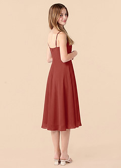 Azazie Mariam Junior Terracotta A-Line Pleated Chiffon Dress image2