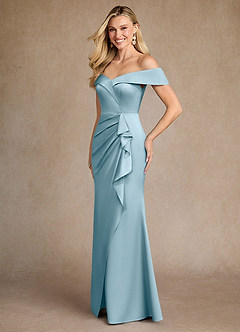 Azazie Laredo vestidos de madre de la novia Vestido de Azul Malhumorado de Satén Elástico de Sirena con Vestidos sin tirantes image2