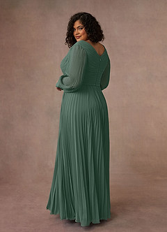 Azazie Zina Mother of the Bride Dresses Sea Moss A-Line Pleated Chiffon Dress image10