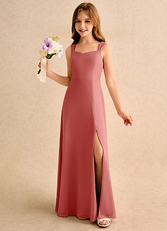 Azazie Makani Girls Formal vestidos de niña de las flores Vestido de Rosa Antigua de Gasa de Corte en A con Escote de Corazón image1