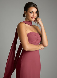 Azazie Saylor Bridesmaid Dresses Merlot Mermaid Strapless Chiffon Dress image2