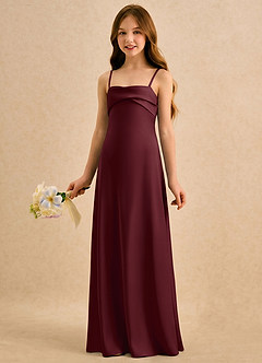 Azazie Mirabella Girls Formal Flower Girl Klänningar Klänning Rak i Stretch Satin Hjärtformad urringning image2