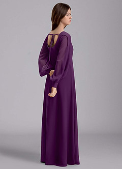 Azazie Bondi Junior Vestido de Uva de Gasa de Corte en A con Blusón image6