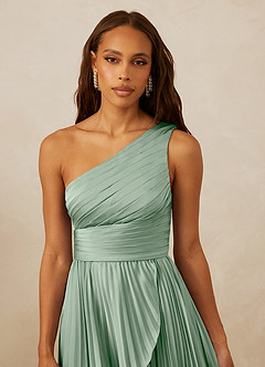 Christian Siriano Bridal for Azazie 1008 Bridesmaid Dresses Agave A-Line One Shoulder Stretch Satin Dress image8