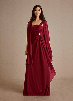 Azazie Clinton Mother of the Bride Dresses Burgundy A-Line Pleated Mesh Dress image5