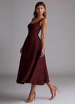 Amalie Wine A-line Midi Dress image4