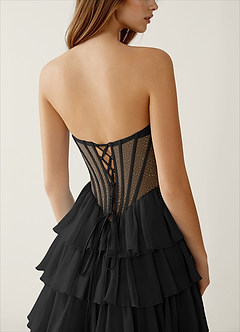 Liliannah Black Lightweight Chiffon/Hotfix Rhinestone Prom Dress image6