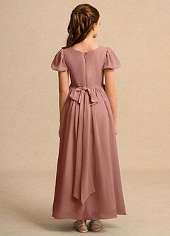 Azazie Lilia Girl Jurken voor bloemenmeisjes A-Lijn Jurk van Chiffon met Mouwen Ceder Roos image2