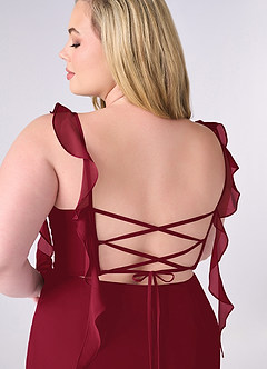 Barbie ♥ Azazie Bridesmaid Dresses Burgundy Mermaid Corset Chiffon Dress image10