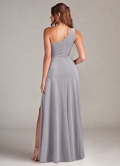 Azazie Brooke Bridesmaid Dresses French Lilac A-Line One Shoulder Velvet Dress image5
