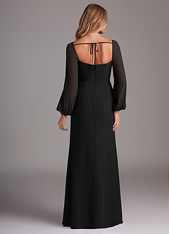 Azazie Charissa Bridesmaid Dresses Black Sheath Long Sleeve Chiffon Dress image6