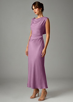 Azazie Kieryn Robes de demoiselle d'honneur Robe Sirène en Satin extensible Plissée Glycine image3