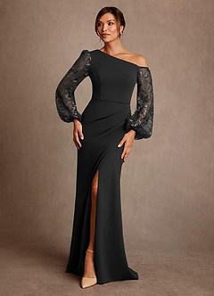 Azazie Cathleen Mother of the Bride Dresses Black Sheath Lace Dress image1