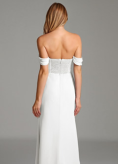 Azazie Riley Brautjungfernkleider Wandelbar Etui Schulterfrei Chiffon Kleid Weiß image5