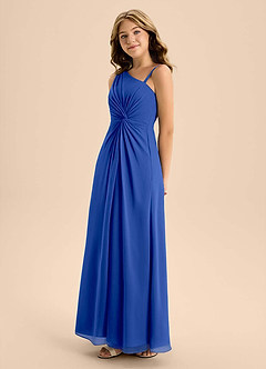 Azazie Brooke Junior Royal Blue A-Line Side Slit Chiffon Dress image6