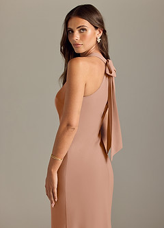 Azazie Doretta Bridesmaid Dresses Champagne Rose Mermaid Pleated Chiffon Dress image6