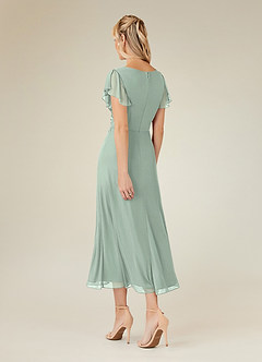 Azazie Vera Mother of the Bride Dresses Agave A-Line V-Neck Pleated Mesh Dress image3