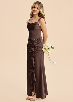 Azazie Rosalia Junior Ganache Sheath Pleated Stretch Satin Dress image4