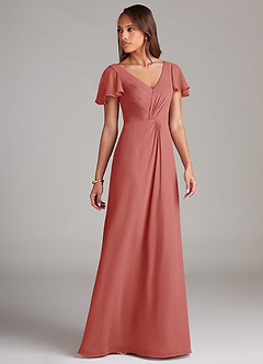 Azazie Soren Bridesmaid Dresses Antique Rose A-Line Ruched Chiffon Dress image7
